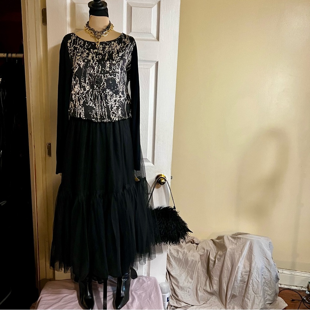 New Catherine Malandrino Silk Cashmere Drape Back Marble Print Knit Party Top M